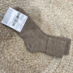 Hnědé vysoké vlněné ponožky WOOL