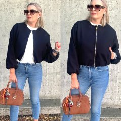 Černá flaušová bomber bunda MEADOWS