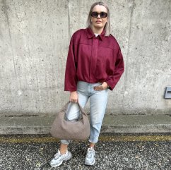 Burgundy červená stylová semišová bunda MILANO