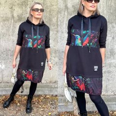 Černé plyšové kombinované šaty VAZZURA BIRD