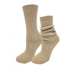 Hnědé vysoké vlněné ponožky WOOL