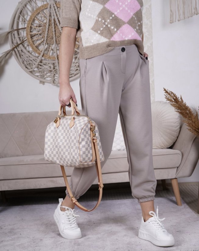 Mokka hnědé kalhoty z máslového materiálu MISSA