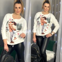 Bílá hebká Vánoční mikina XMAS SHE AND HE