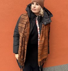 Hnědo-karamelová oboustranná maxi šála DUAL