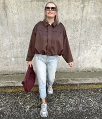 Čokoládově hnědá stylová semišová bunda MILANO