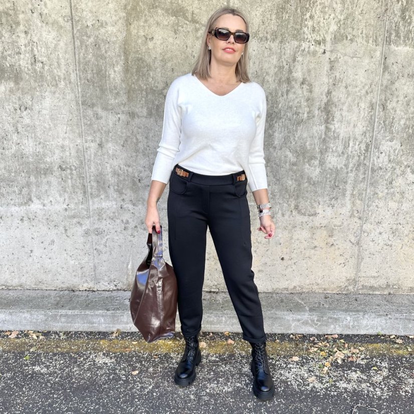 Černé stylové kalhoty z máslového materiálu MINIMUM