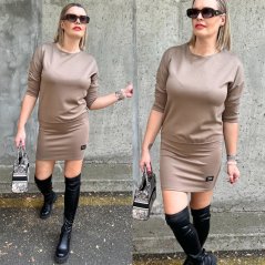 Mokka hnědé šaty s lemem LUXURY