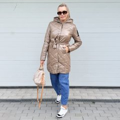 Mokka hnědá přechodový prošívaný kabát SIVEST