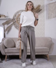 Mokka hnědé trendy balónové kalhoty ROUGE