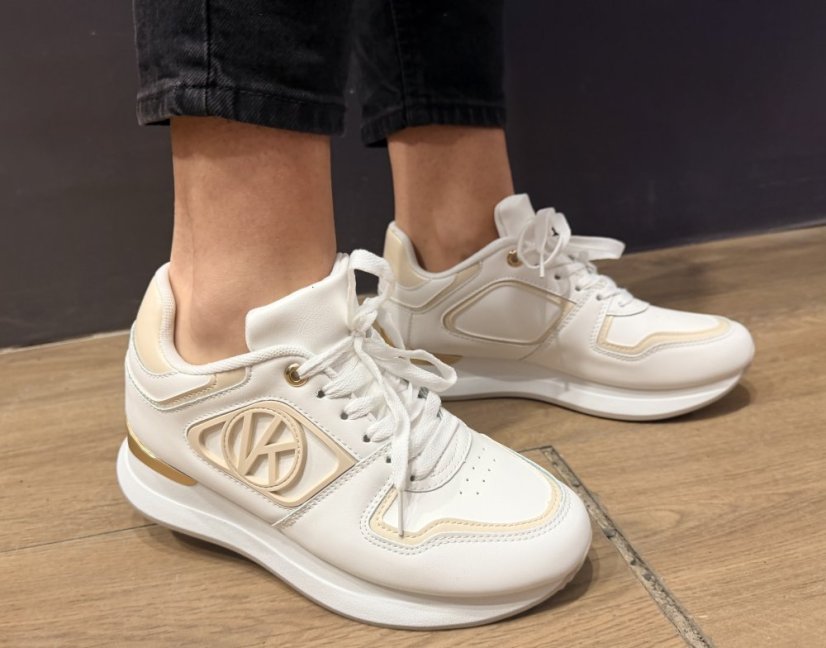 Bílé trendy tenisky s béžovými detaily LUI