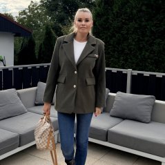 Khaki elegantní flaušové sako s podšívkou MINIMAL