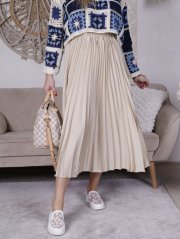 Béžová lesklá plisé sukně LINNEA