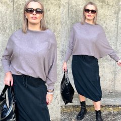 Mokka hnědý svetr netopýřího střihu KINGSTAR