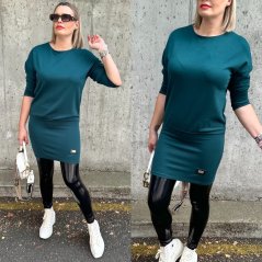 Smaragdově zelené šaty s lemem LUXURY