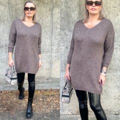 Mokka hnědý heboučký dlouhý svetr/ šaty MELANY