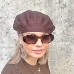 Čokoládově hnědý vlněný baret EVICTA