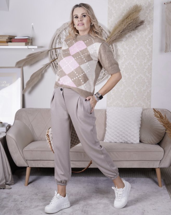 Mokka hnědé kalhoty z máslového materiálu MISSA