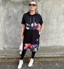 Černé delší kombinované šaty VAZZURA COLORISE