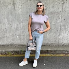 Mokka hnědé basic tričko s vycpávkami na ramenech OBSESSED