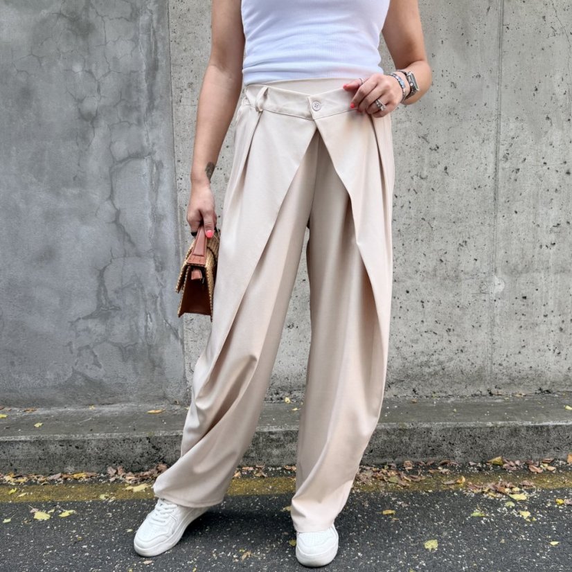 Světle béžové trendy kalhoty s překladem ELYSIA