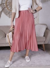 Starorůžová lesklá plisé sukně LINNEA