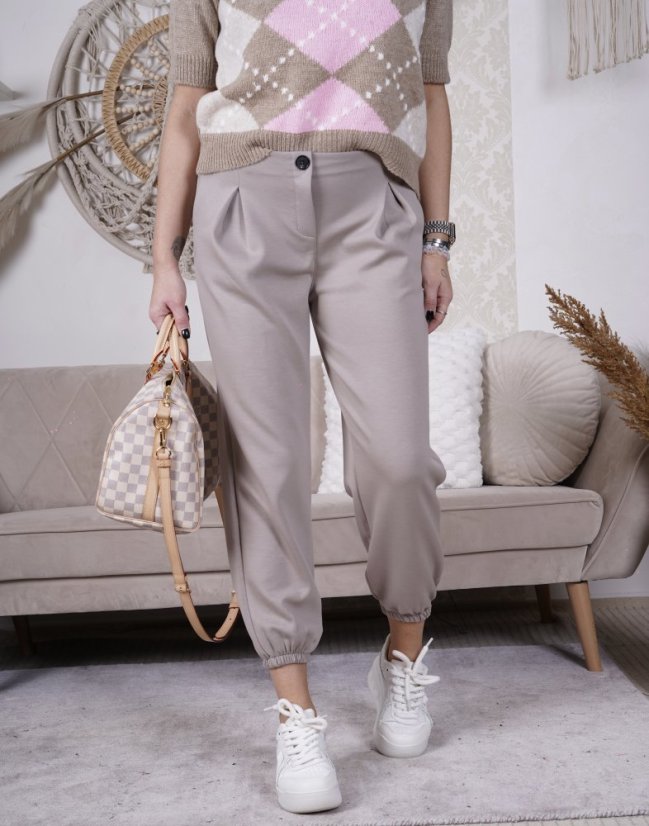 Mokka hnědé kalhoty z máslového materiálu MISSA