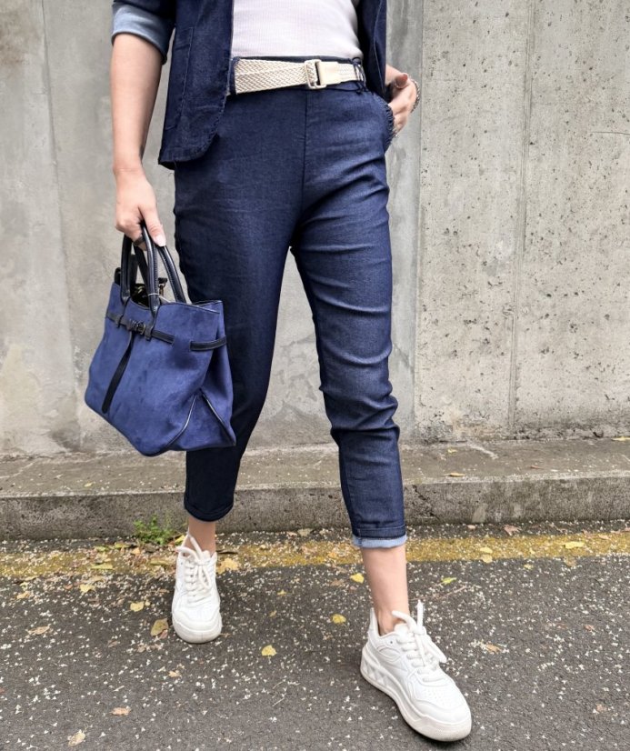 Tmavě modré džínové kalhoty s páskem MONACO DENIM
