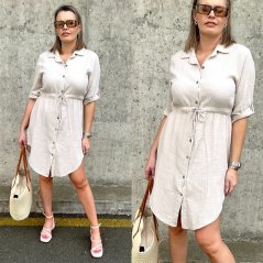Světle béžové mušelínové košilové šaty CASUAL