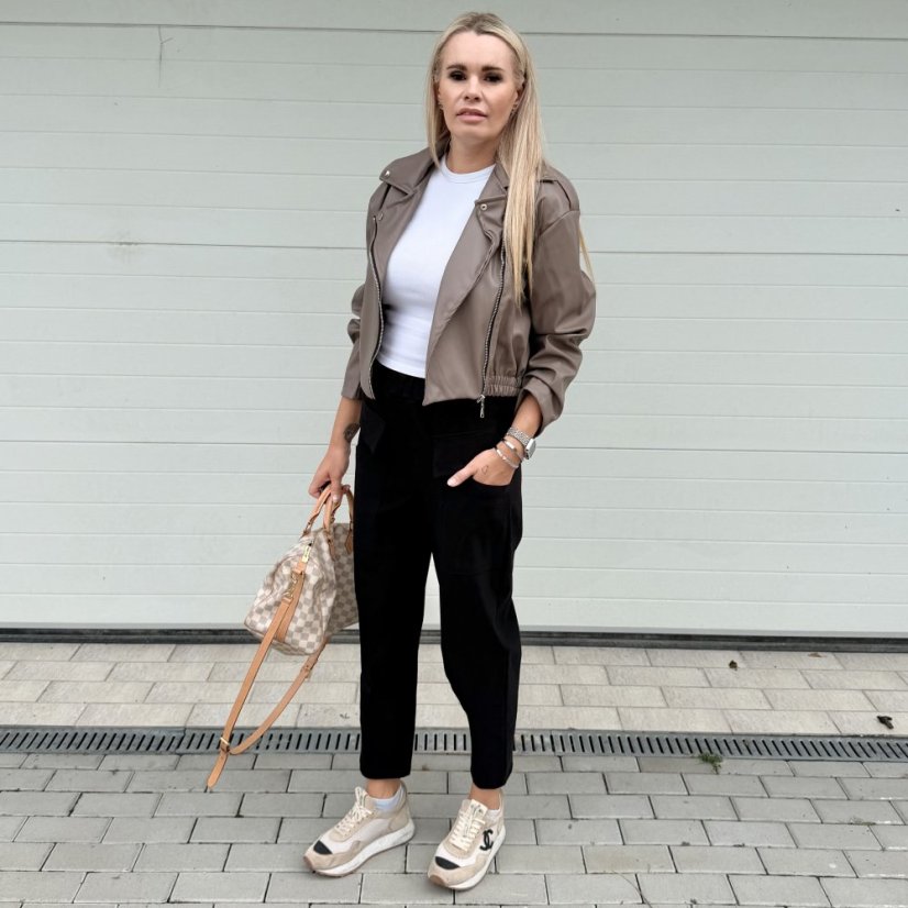 Černé elastické trendy kalhoty LUX ALORA