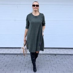 Khaki cordové šaty tulipánového střihu ULTIMATE