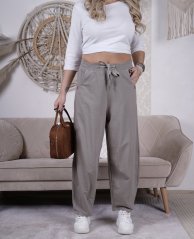 Mokka hnědé trendy balónové kalhoty ELARA LUX