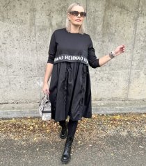 Černé dlouhé kombinované mikinové šaty FLY URBAN