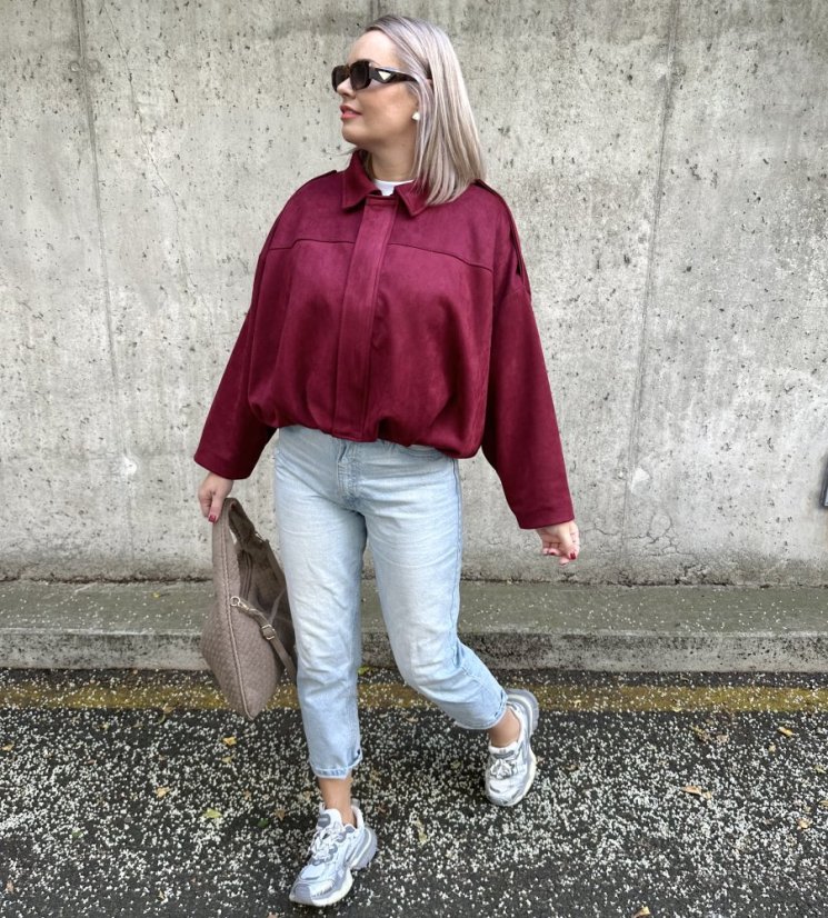 Burgundy červená stylová semišová bunda MILANO