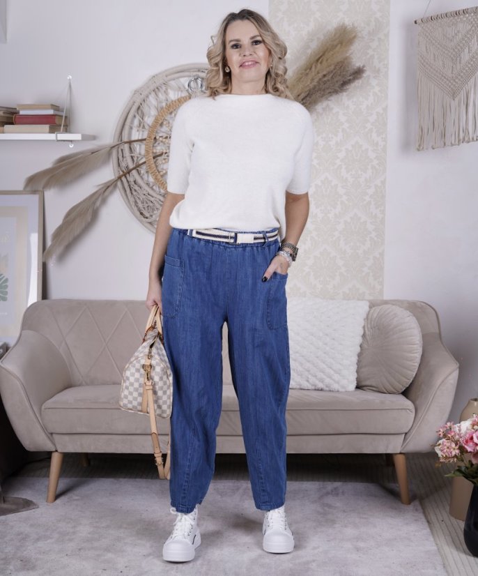Džínové kalhoty s páskem POCKET DENIM