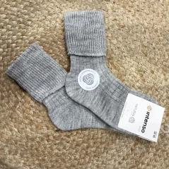 Šedé vysoké vlněné ponožky WOOL