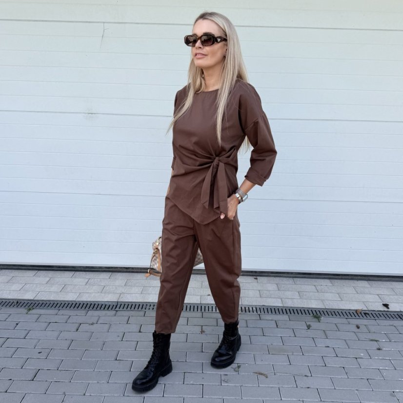 Čokoládově hnědá trendy souprava ELEGANT CHIC LONG
