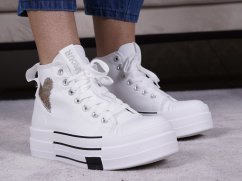 Bílé kotníkové tenisky na vysoké podrážce AMOUR