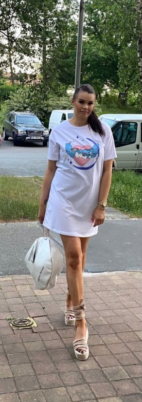 Bílé šaty ANGEL BLUE&PINK