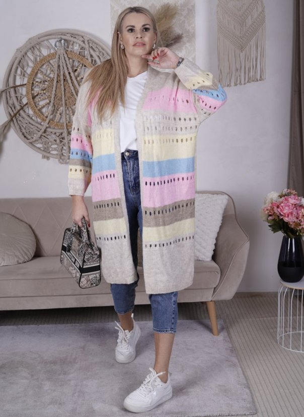 Béžový maxi kardigan VIBES PASTEL