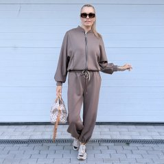 Mokka hnědá souprava kalhoty a bomber bunda MELIA