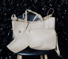 Béžová praktická kabelka CITY & MOM BAG POLLA 3v1