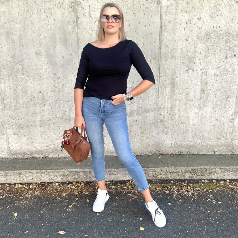 Černé basic tričko s 3/4 rukávem EDENA