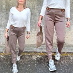 Mokka hnědé stylové kalhoty z máslového materiálu MINIMUM