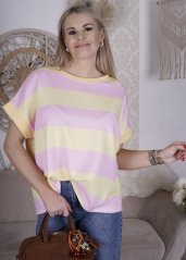 Žluto-růžové oversize tričko z máslového materiálu STRIPES
