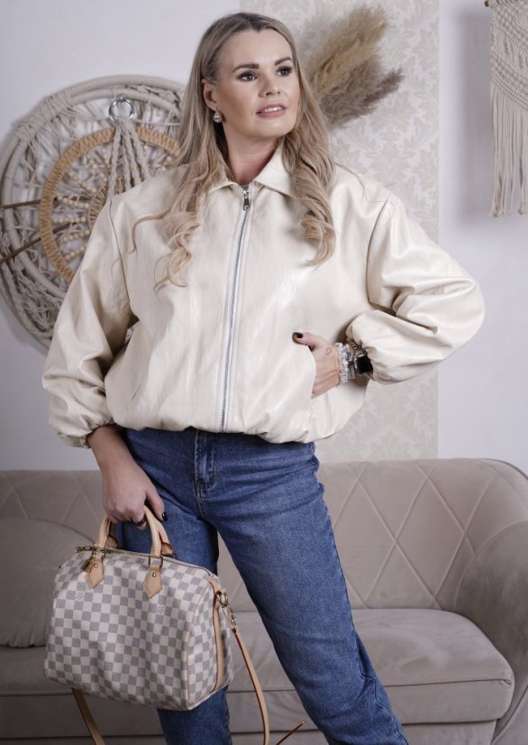 Světle béžová trendy koženková bunda EARLY
