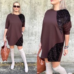 Čokoládově hnědé bavlněné šaty GLAM SPARKLE