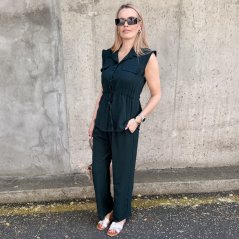 Smaragdově zelená souprava kalhoty a košile bez rukávu CALYPSO