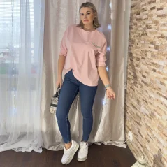 Pudrově růžová halenko-mikina zdobená kamínky SAME