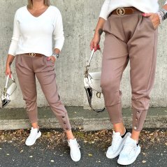 Mokka hnědé kalhoty z máslového materiálu s hnědým páskem ALWAYS