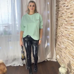 Mintová halenko-mikina zdobená kamínky SAME